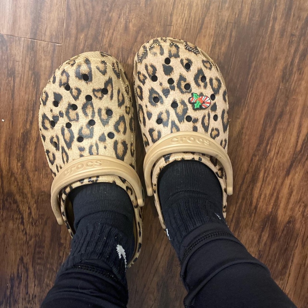 Cheetah print crocs
